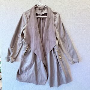 Marc New York Andrew Jacket Womens Faux Leather Suede Gray Moto Open Zipper